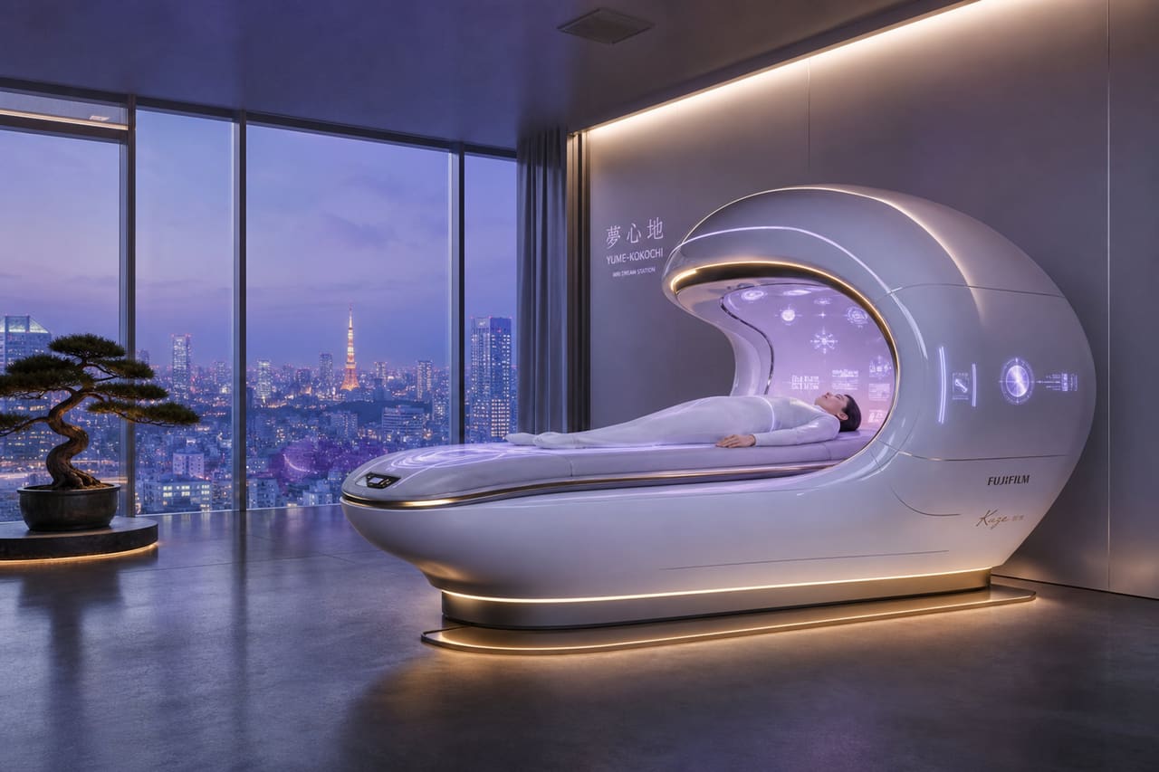 Futuristic Japanese Mri Dream Machine in a Minimalist Clinic