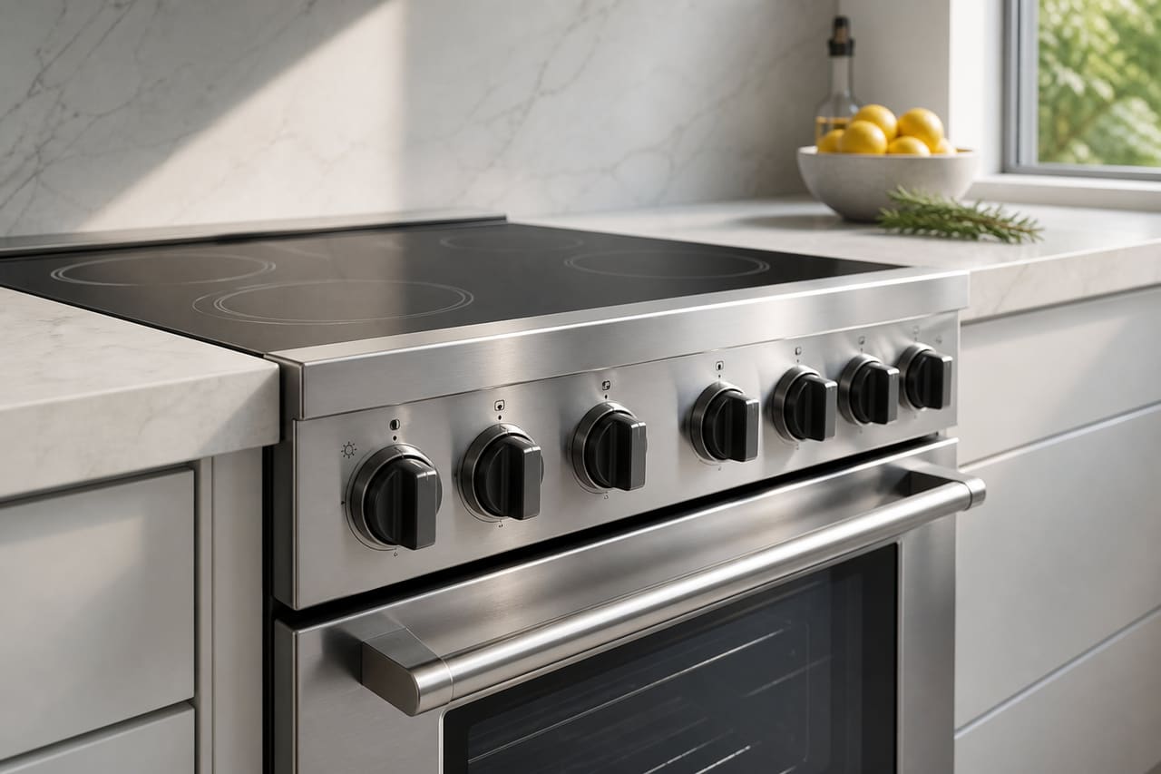 Modern Mabe Allen Stainless Steel Range in Contemporary Kitchen