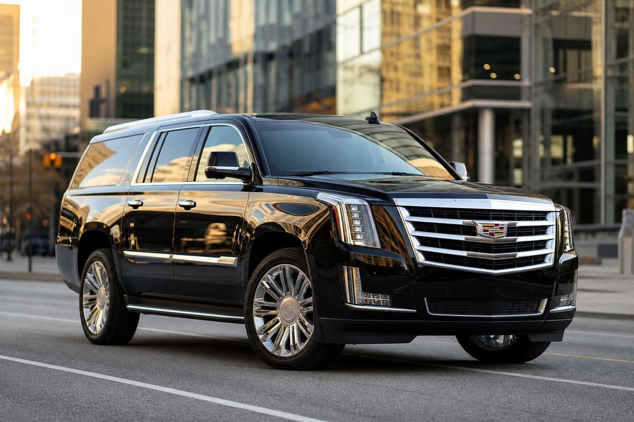 Black 2017 Cadillac Escalade Parked in Urban Setting