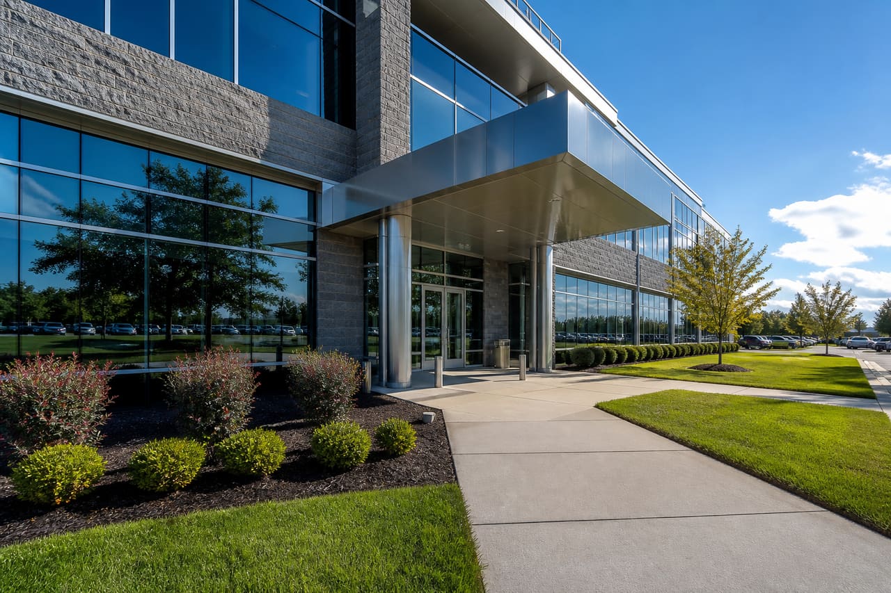 Modern Commercial Building Entrance on Bluegrass Parkway in Louisville KY