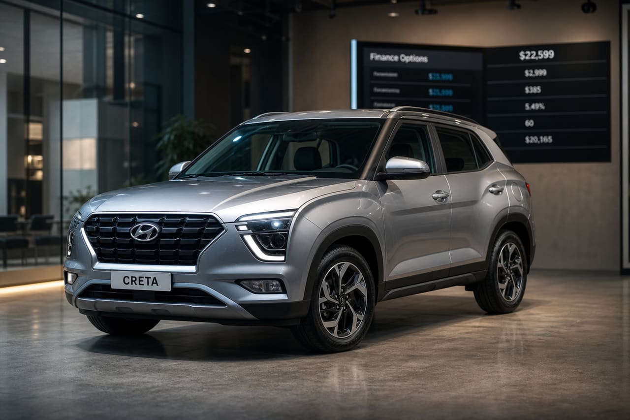 Modern Compact SUV Parked in a Minimalist Showroom