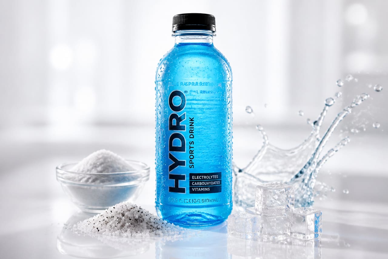 Blue Sports Drink with Electrolytes and Sugar Ingredients