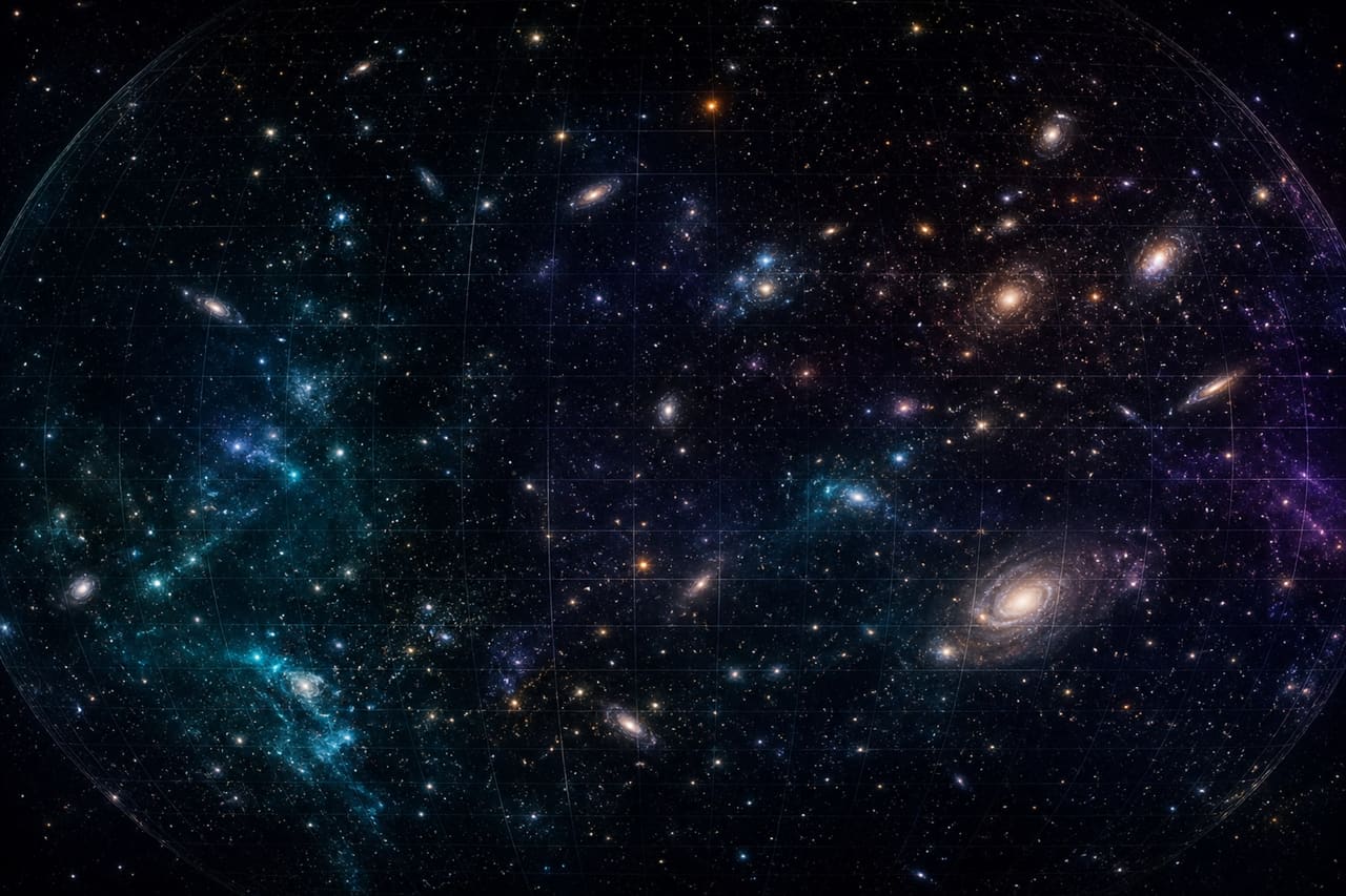 Vast Cosmic Vista Illustrating the Scale of the Observable Universe