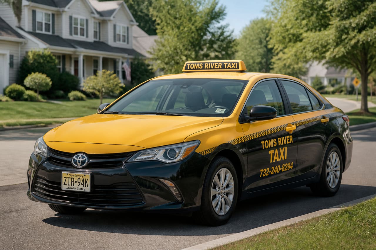 Yellow Taxi Cab Parked on a Toms River Residential Street