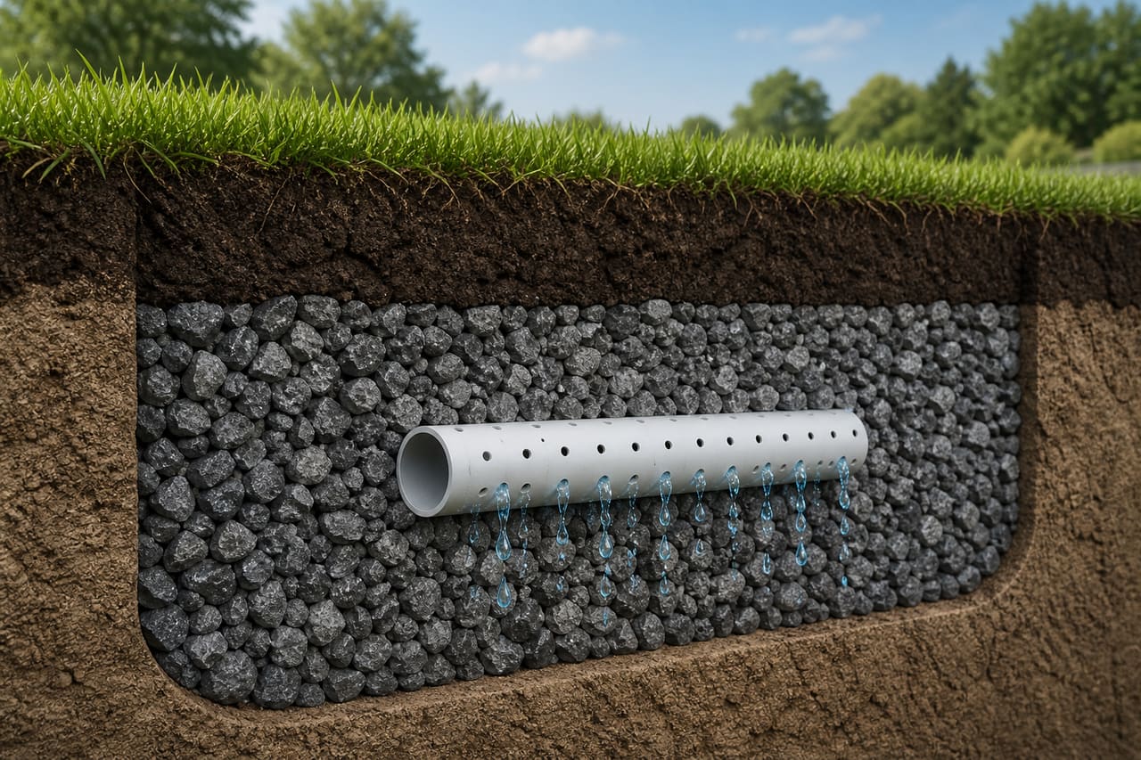 Cross Section of a Residential Leach Drain System Installation