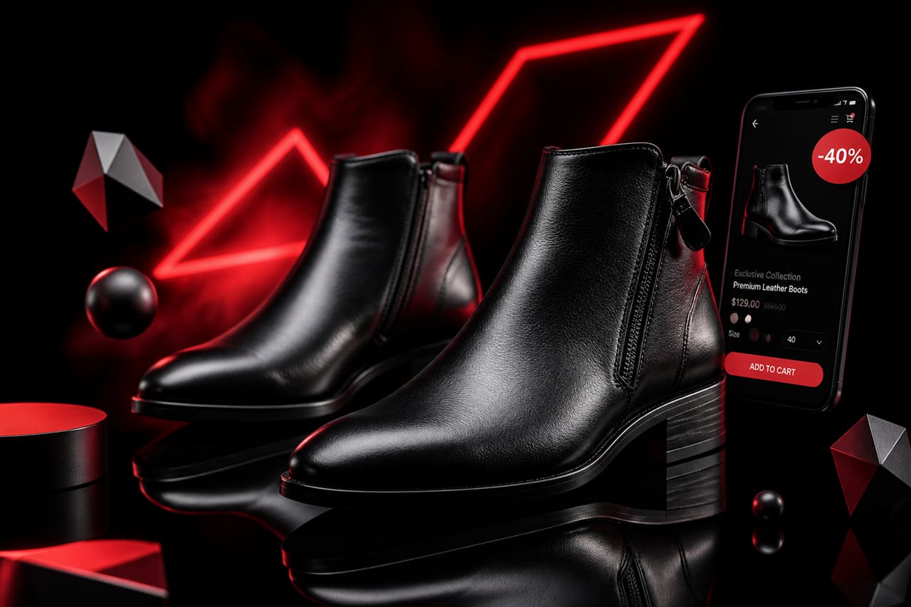 Luxury Black Leather Boots for Online Sale Promotion