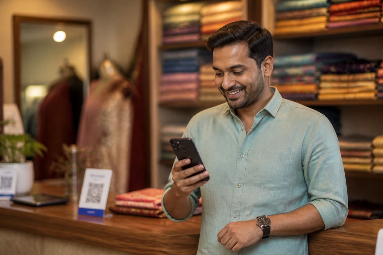 Small Business Owner Securing Digital Loan on Smartphone