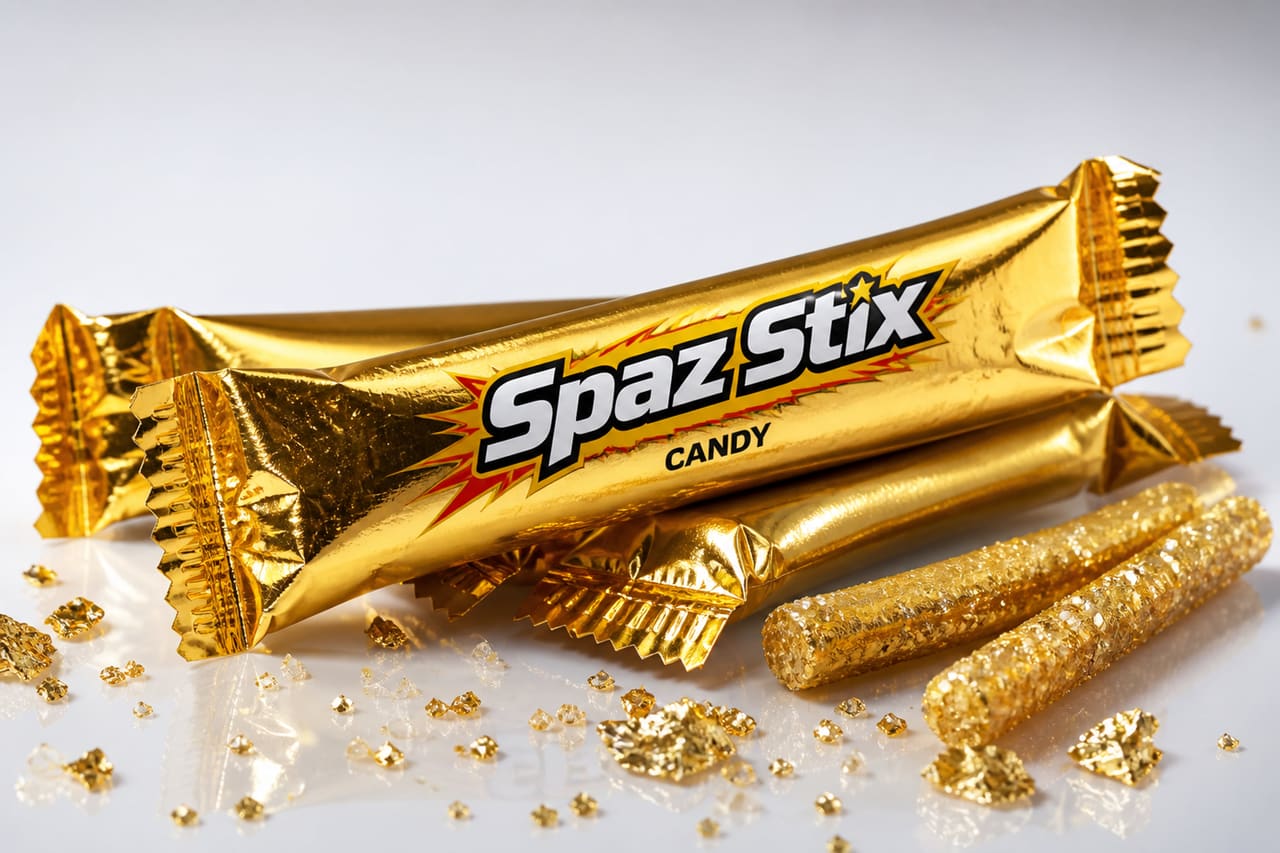 Spaz Stix Candy Gold in Metallic Foil Wrappers