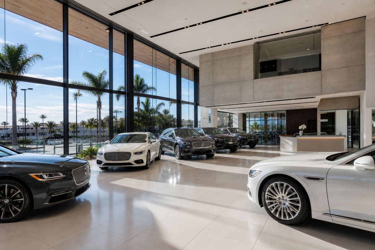 Modern Luxury Car Dealership Showroom in Southern California