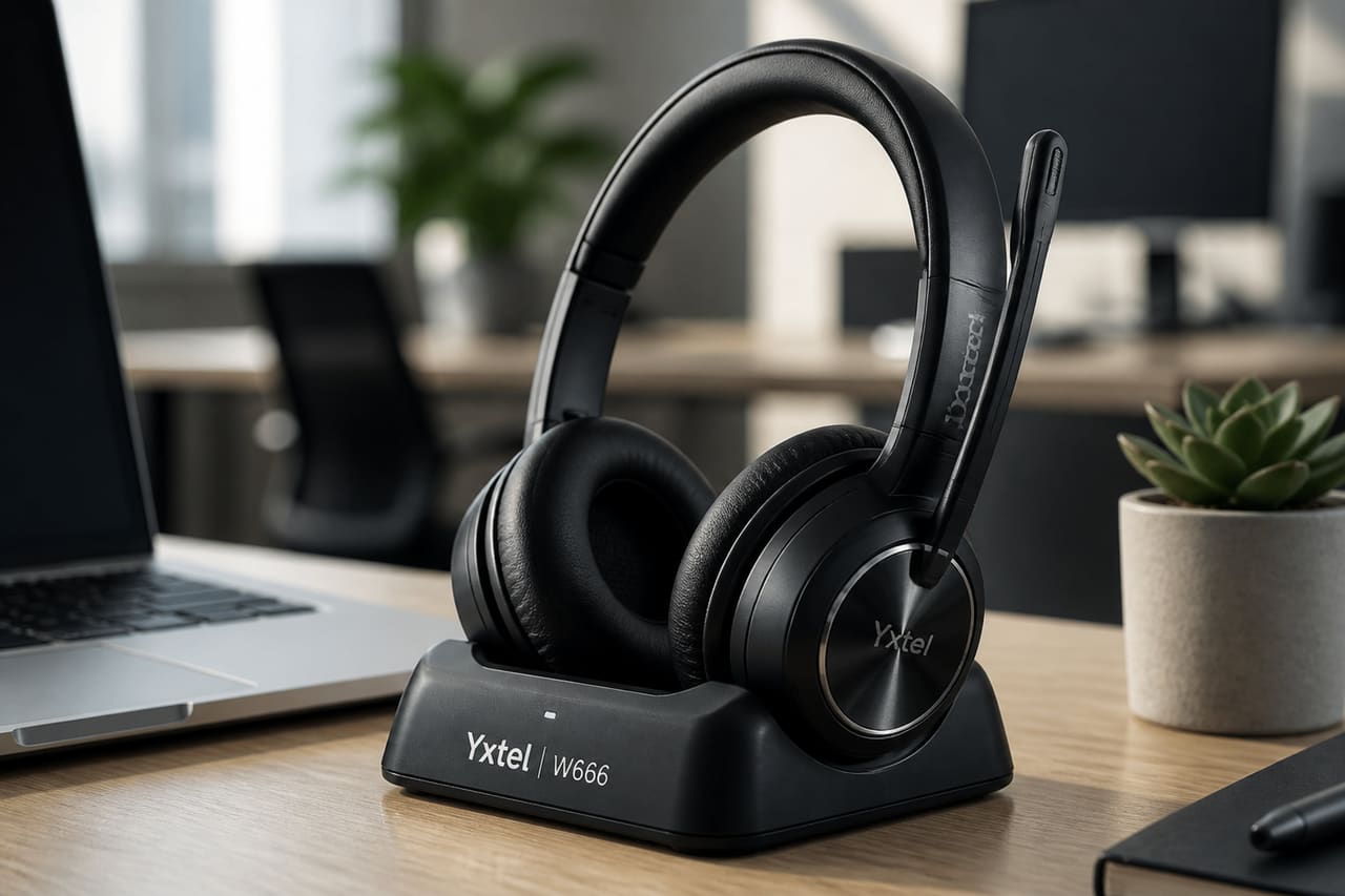 Yxtel W666 Wireless Headset on a Modern Office Desk
