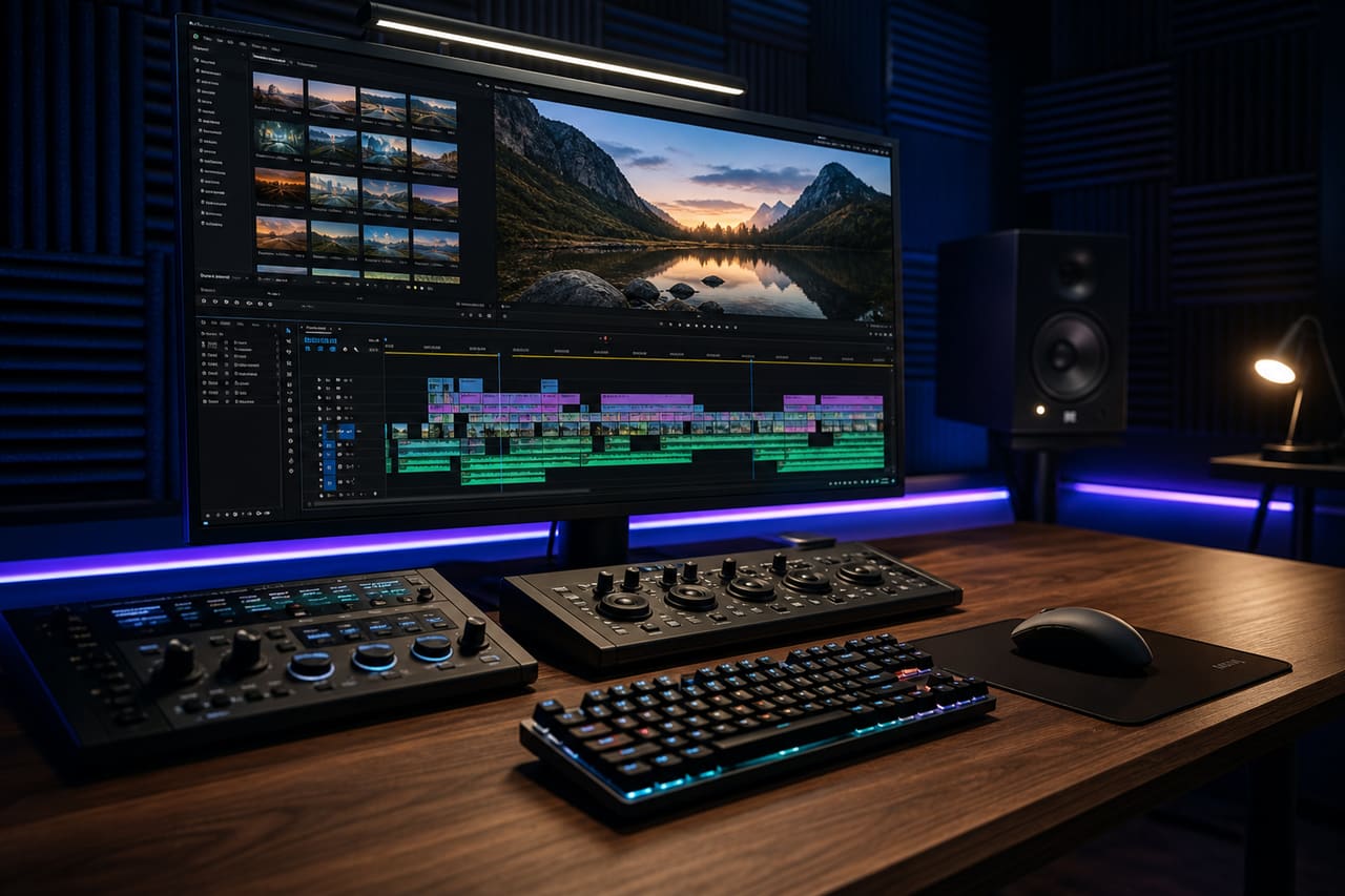 Professional Video Editing Suite with 4K Timeline Display