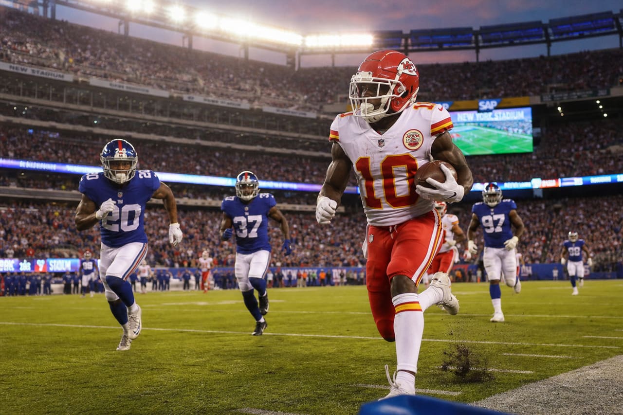 Football Player Sprinting Through Defense in a Packed Stadium