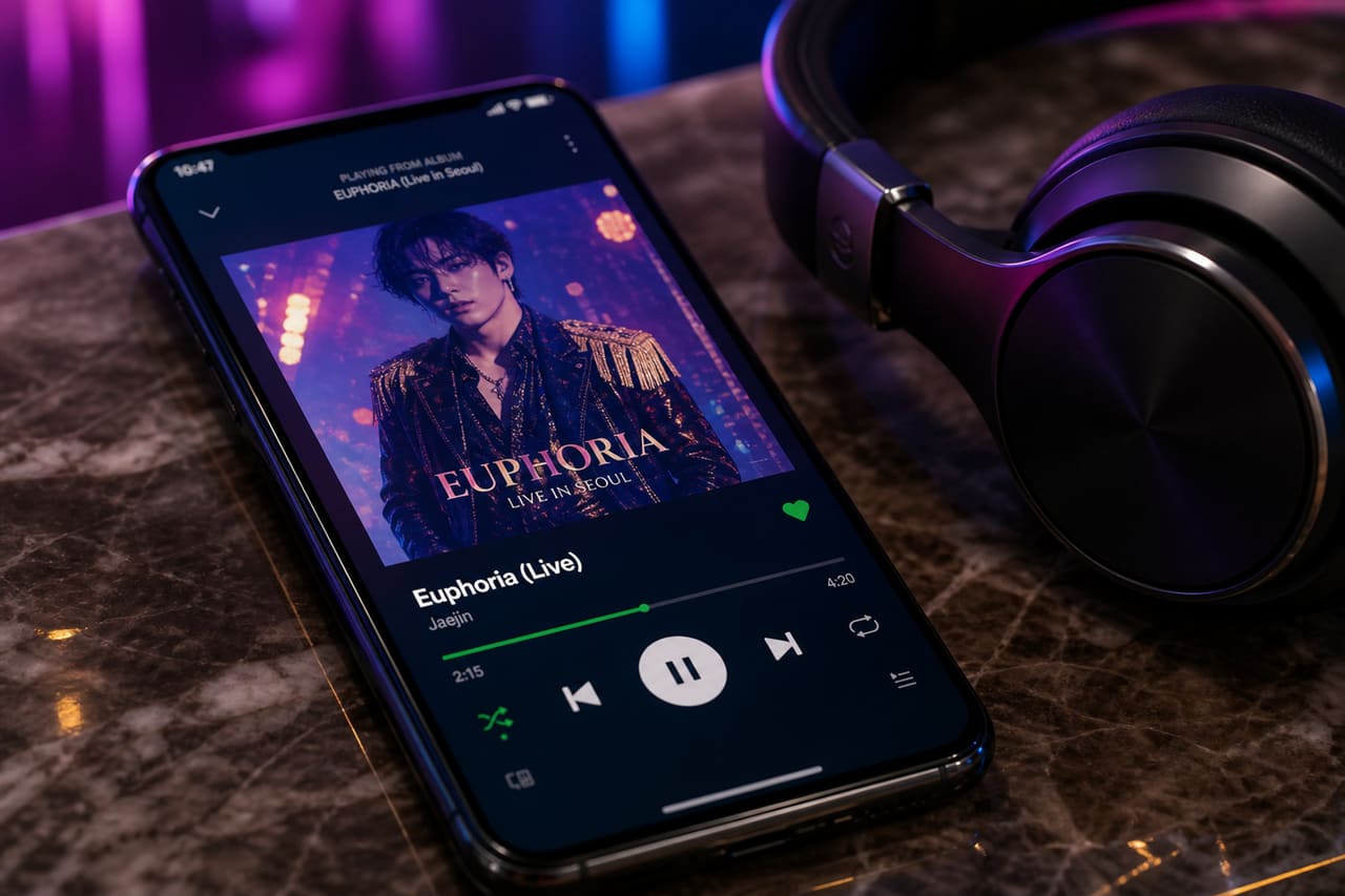 Digital Music Player Displaying Pop Album on Smartphone