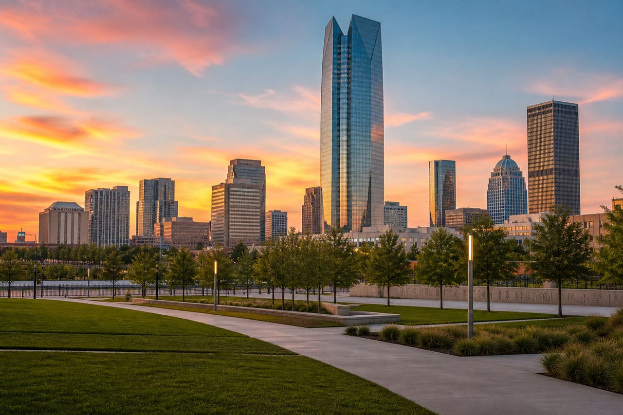 Oklahoma City Skyline with Devon Tower at Sunset