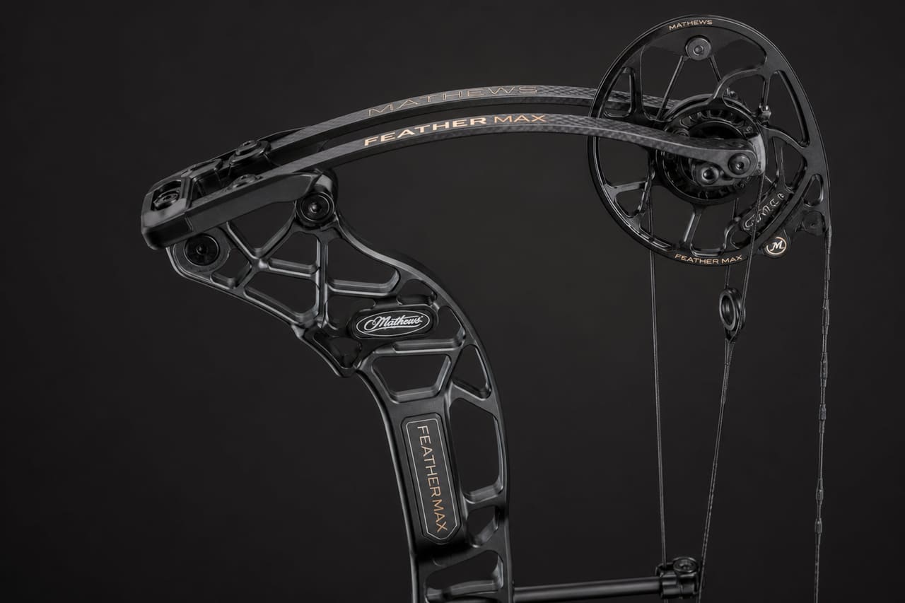 Mathews Feather Max Compound Bow in Studio Setting
