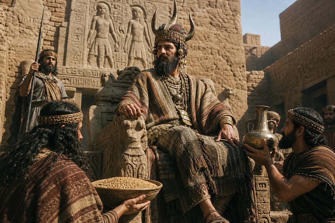 Ancient Tribal Leader Seated on a Stone Throne