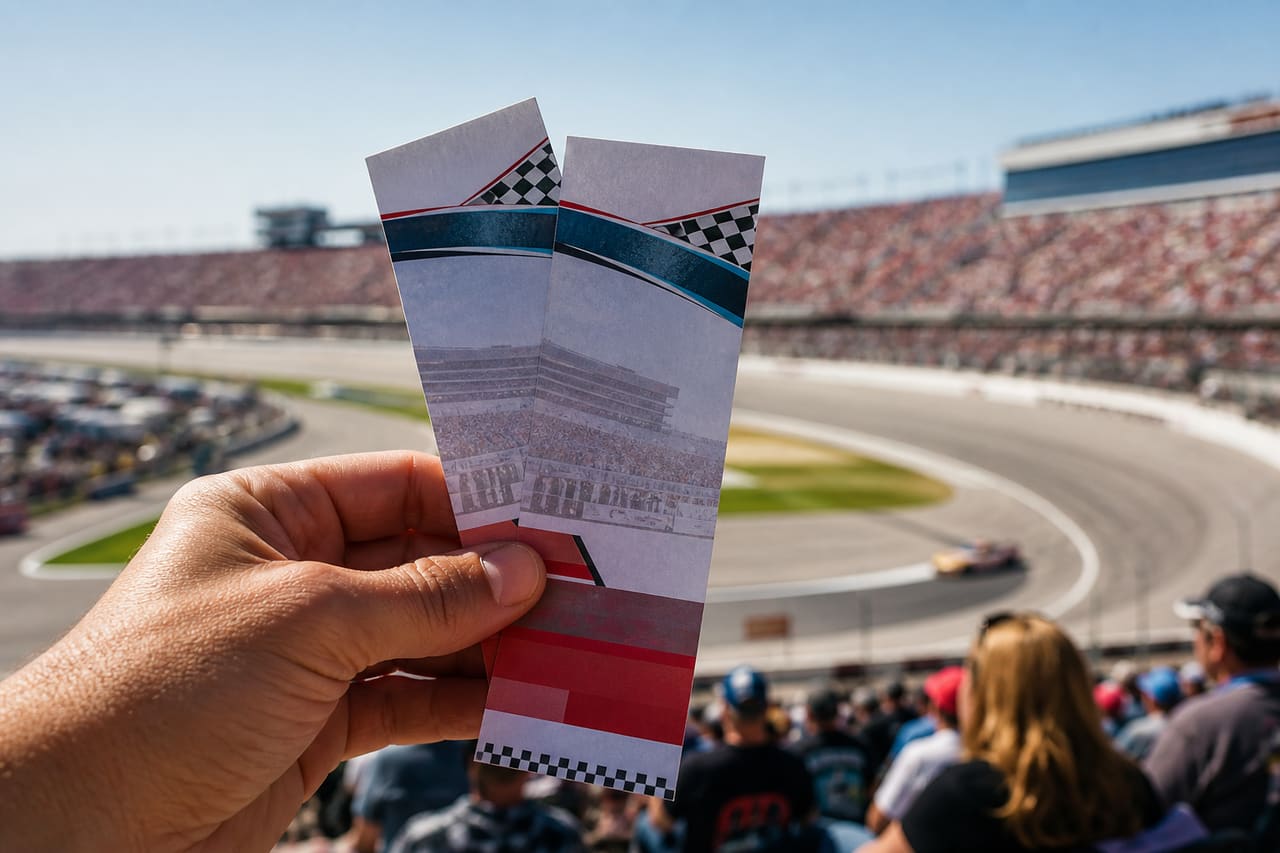Fan Holding Racing Event Tickets at a Speedway