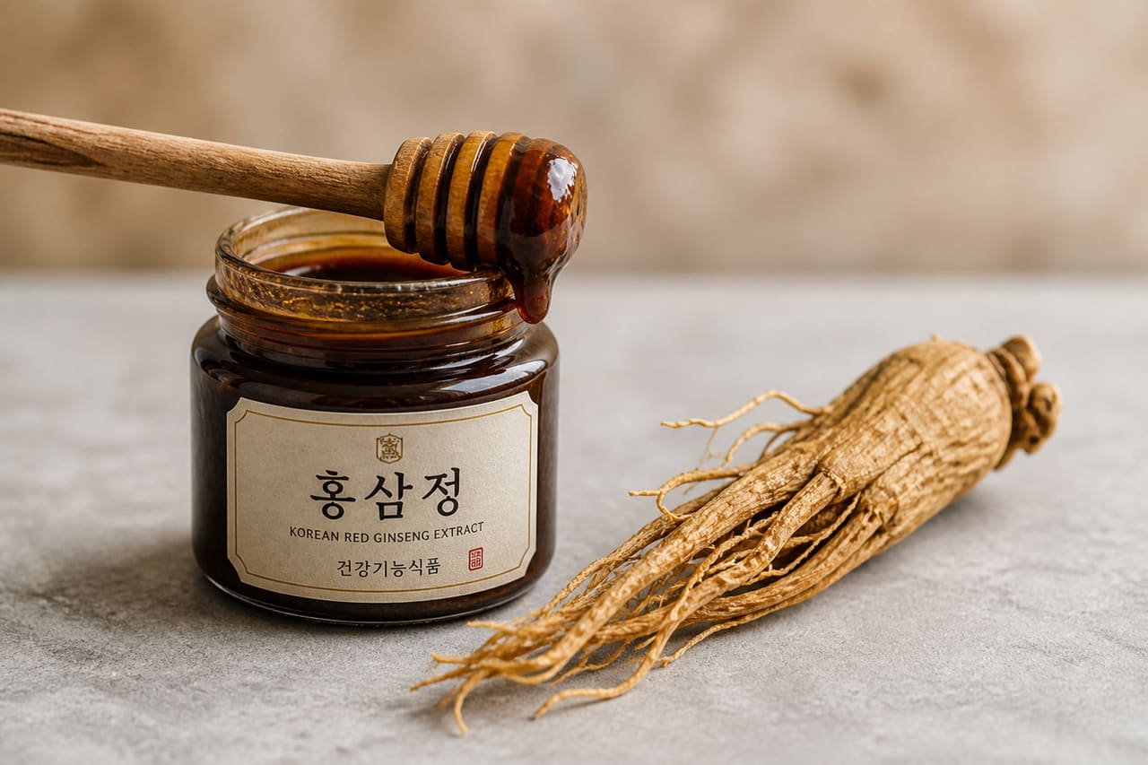 Korean Ginseng Paste in Glass Jar with Dried Root