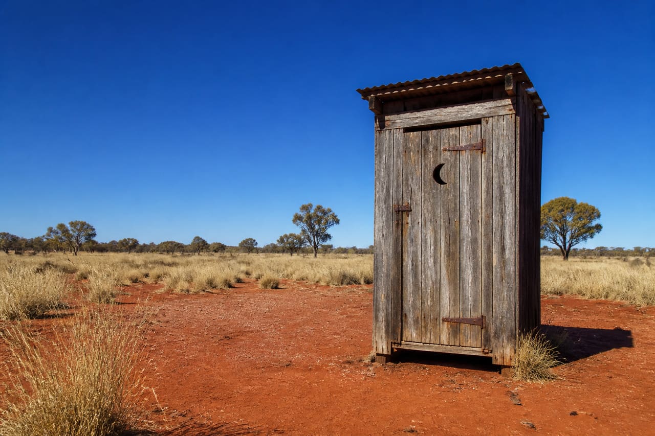 Rustic Wooden Outhouse in the Australian Outback