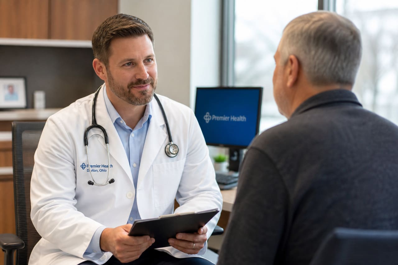 Doctor Consulting Patient in Modern Dayton Medical Office