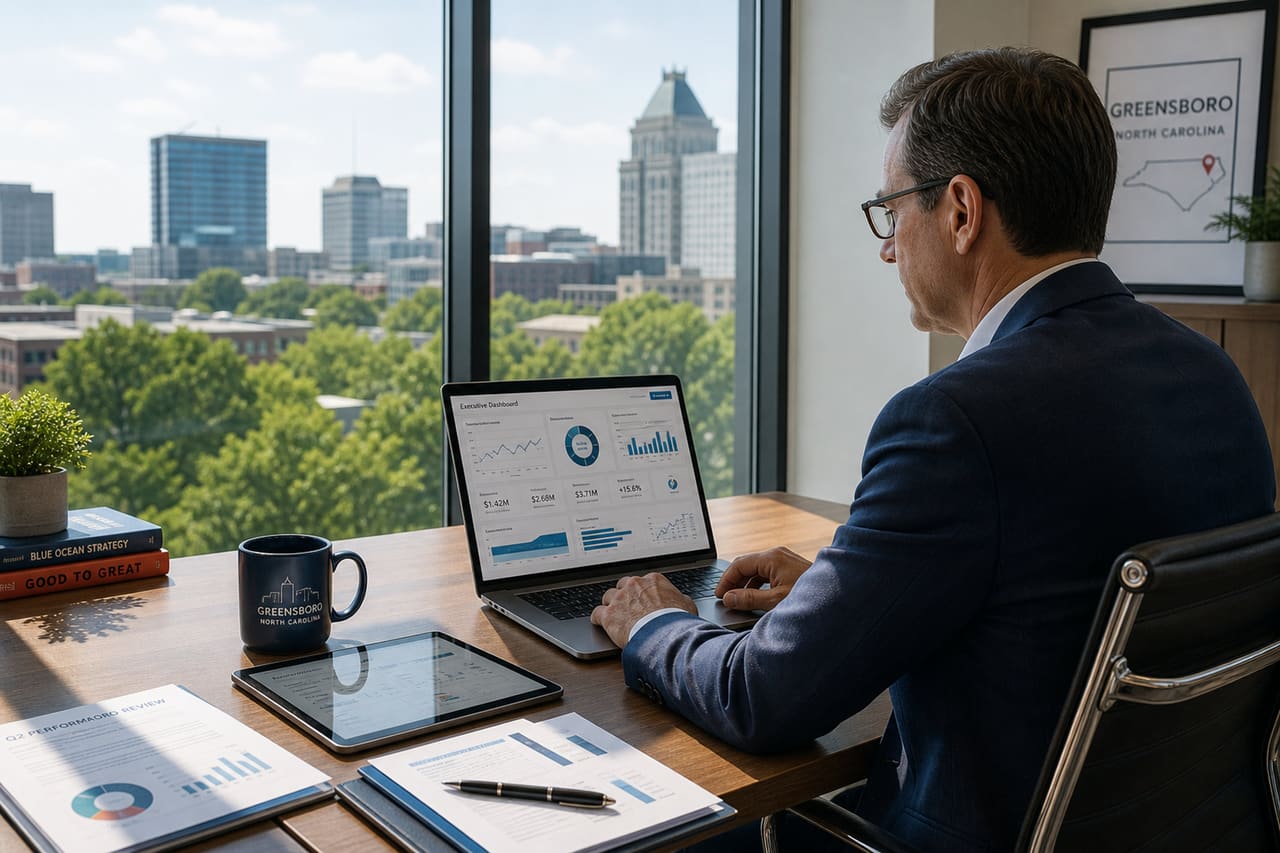 Business Professional Working in a Greensboro North Carolina Corporate Office