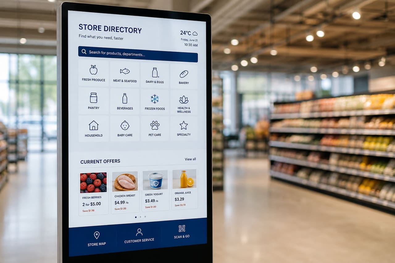 Digital Information Kiosk in a Modern Grocery Store