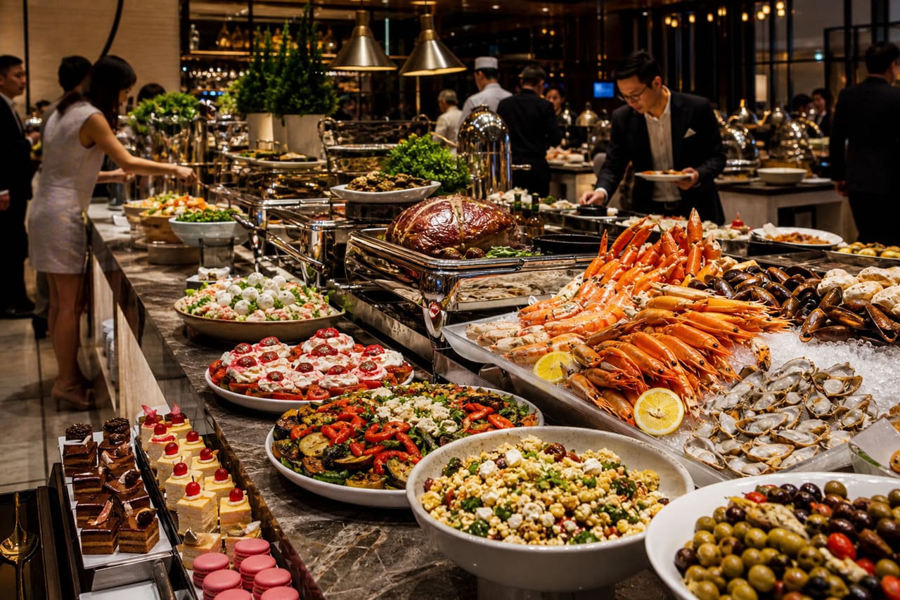 Luxurious Gourmet Buffet Spread in an Upscale Restaurant