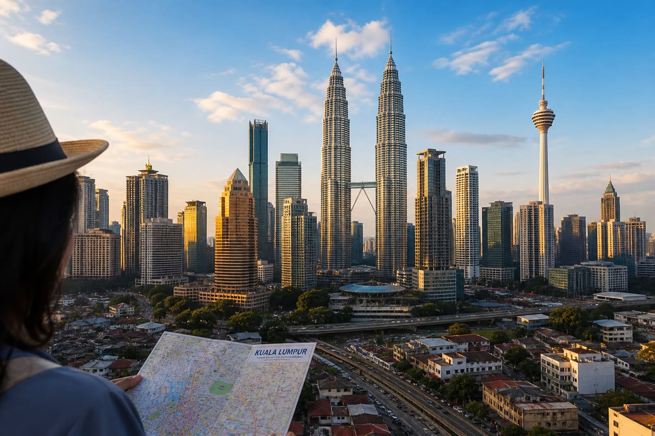 Petronas Twin Towers and Kl Tower During a City Tour