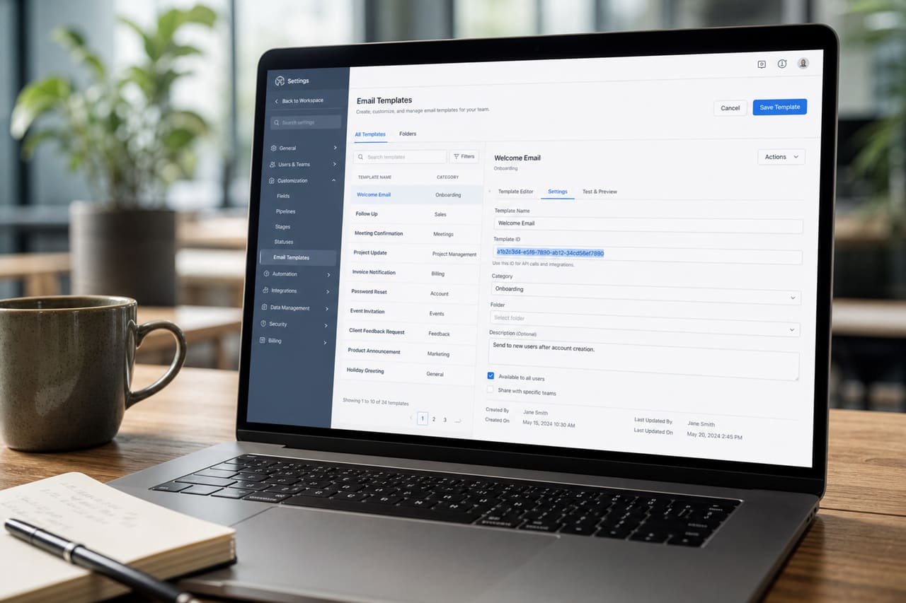 Laptop Displaying Email Template Id in Crm Software