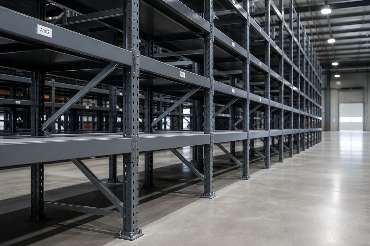 Industrial Steel Shelving Systems in a Modern Warehouse