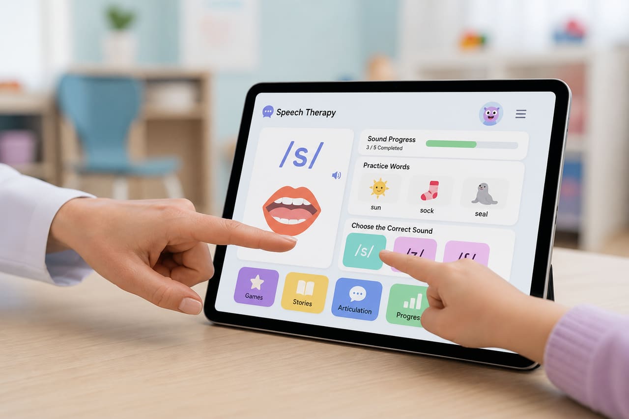 Speech and Language Therapy Software on a Tablet in a Clinic