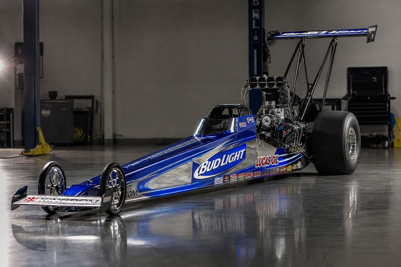 High Performance Dragster Car in a Professional Showroom