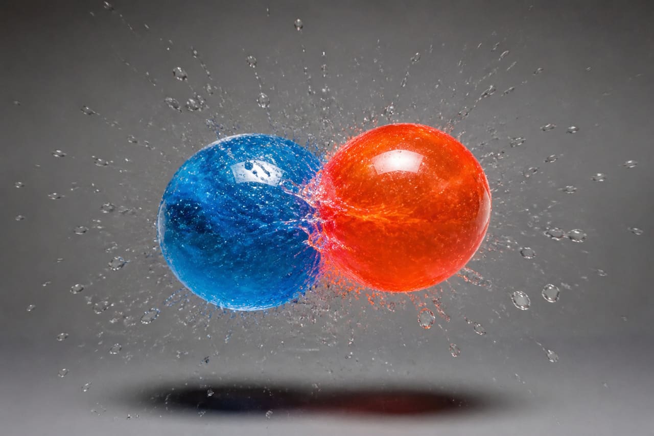 Colorful High Bounce Balls Colliding in Mid Air